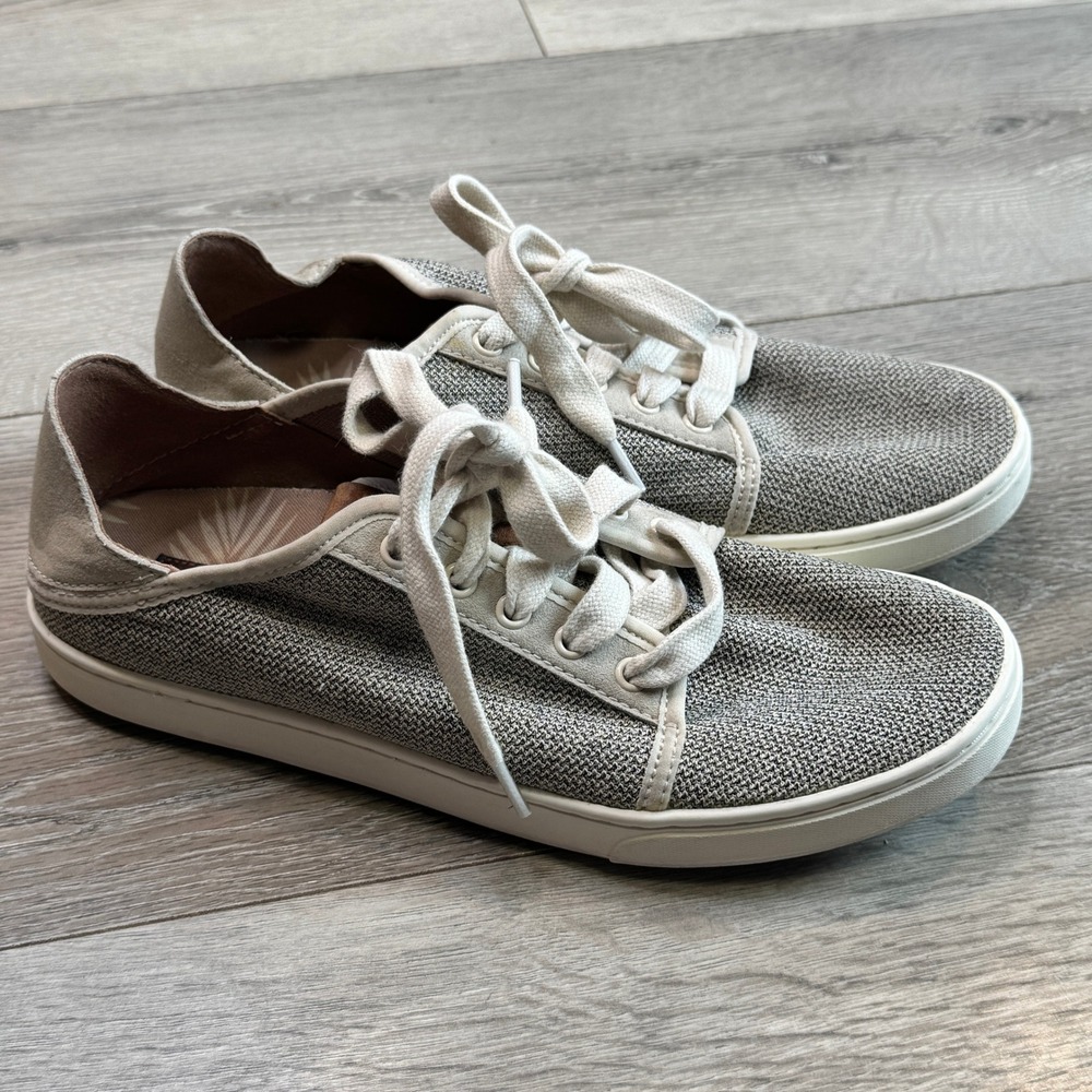 Olukai Pehuea Li‎ Womens Tapa White Mesh Lace Up Sneakers 20379-2020 Size 8